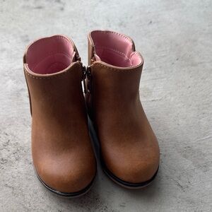 Brown Kids Bootie with Pink Lining